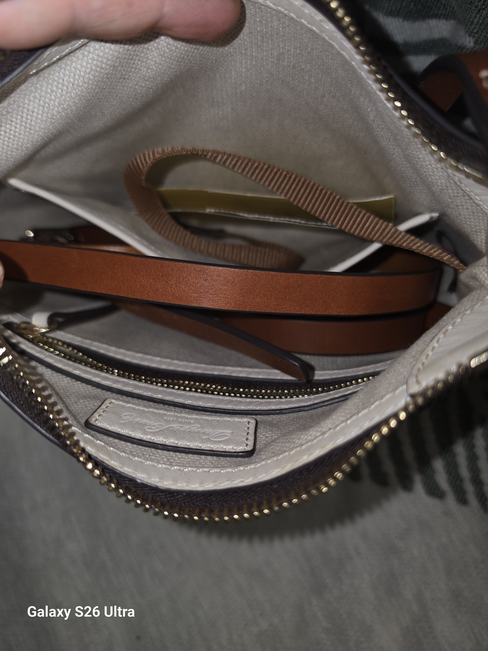 Dooney & Bourke Cream Crossbody with Brown Trim - Picture 6 of 12